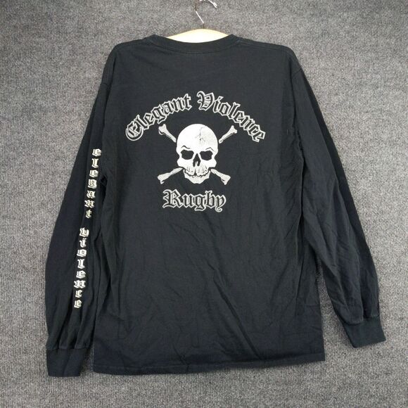 Rugby Elegant Violence Long Sleeve T-shirt Mens Medium Black Embroidered - Picture 5 of 14